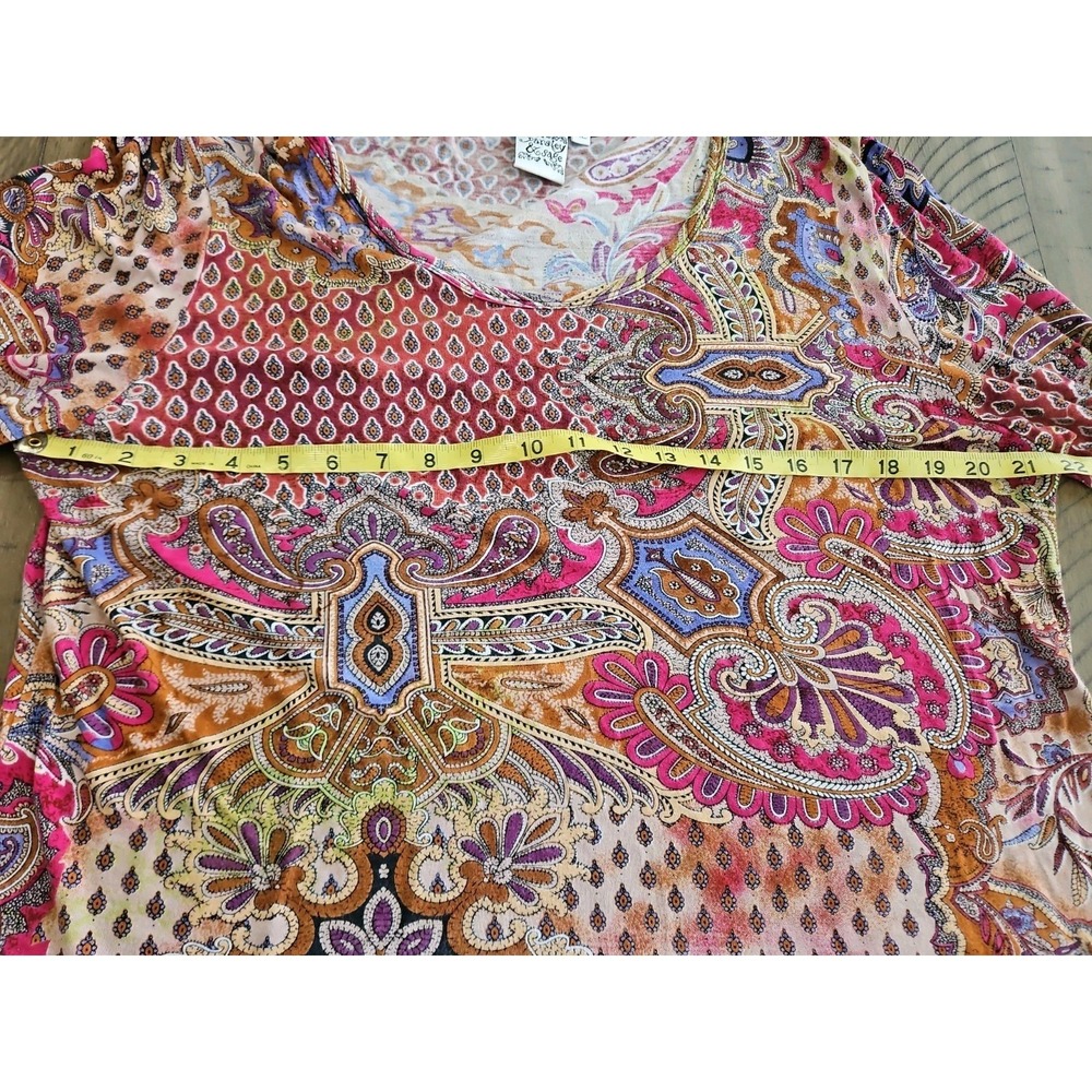 Parsley & Sage XL Vanessa Tunic Top Pink Paisley Floral Boho Fairy CottageCore - Picture 9 of 14